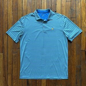 Masters Tech Performance Golf Polo Shirt Men Large Blue Green Stripe PGA Augusta